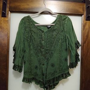 Green Bali Style Blouse